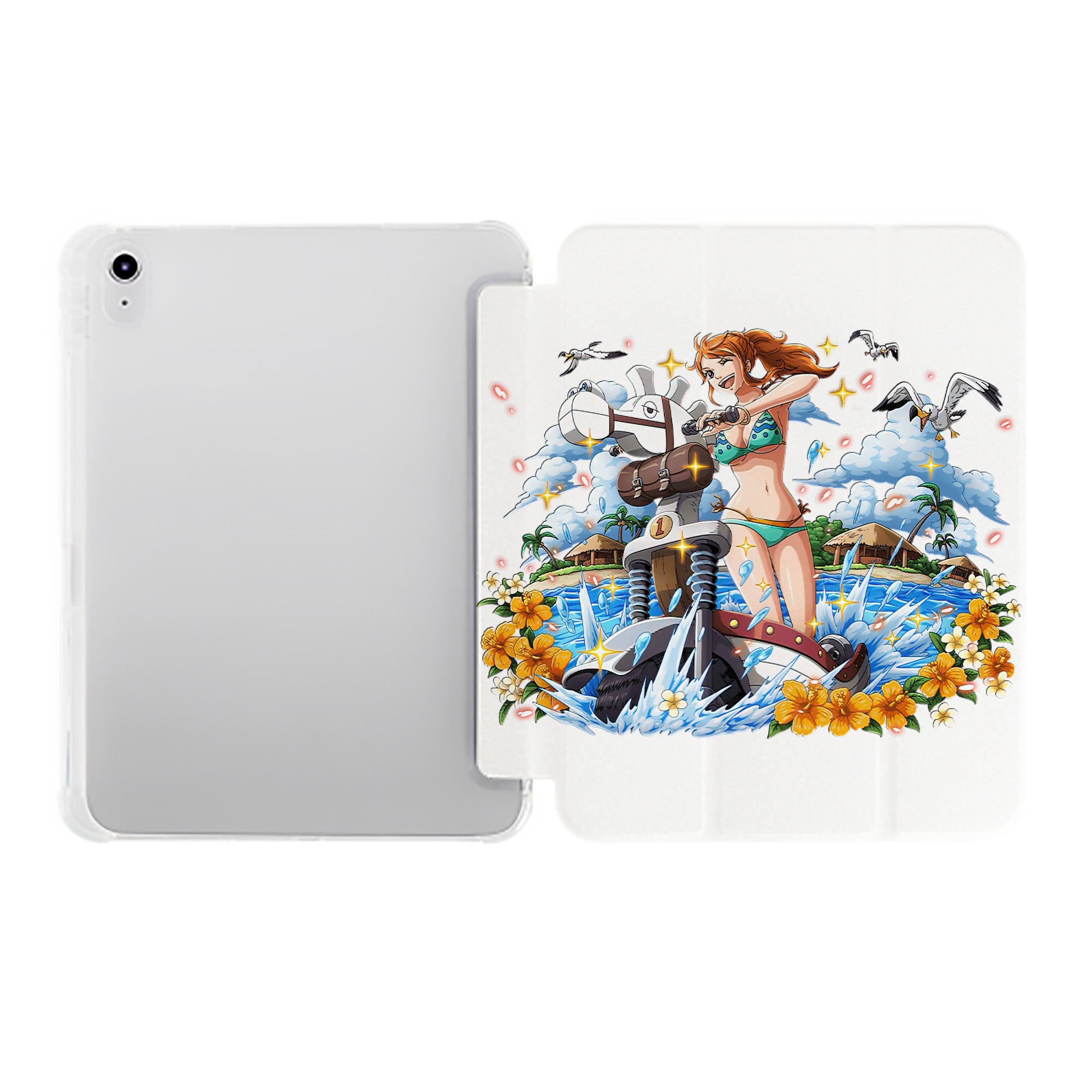 （画像用） ワンピース ナミ ONE PIECE Nami IPad ケース ペン収納付き 三つ折りスタンド PUレザー×シリコン 対応機種9.5/10.5/10.9インチ